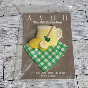 Avon Gift Collection Fun‎ Picnic Magnet Unopened Lemonade Pitcher Gingham Table